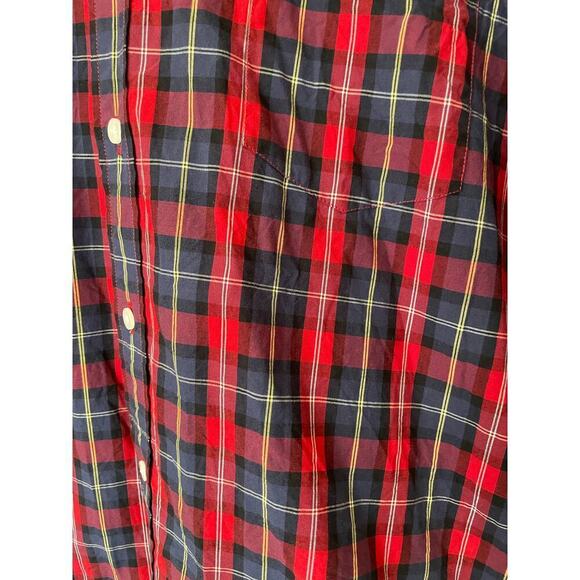J. Crew Factory Red and Blue Plaid Button Up Shirt • Size XL ⬇️ - Picture 3 of 4